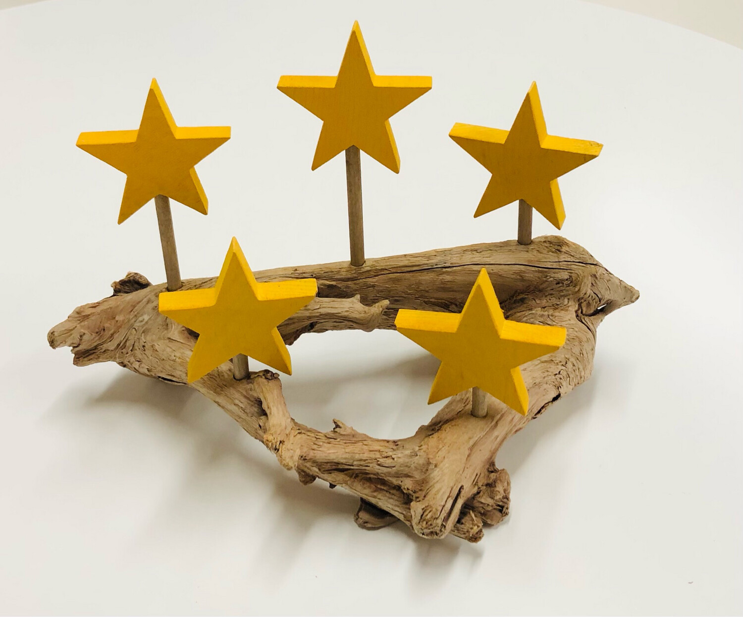 5 Yellow Star on Driftwood- Jerry Walsh