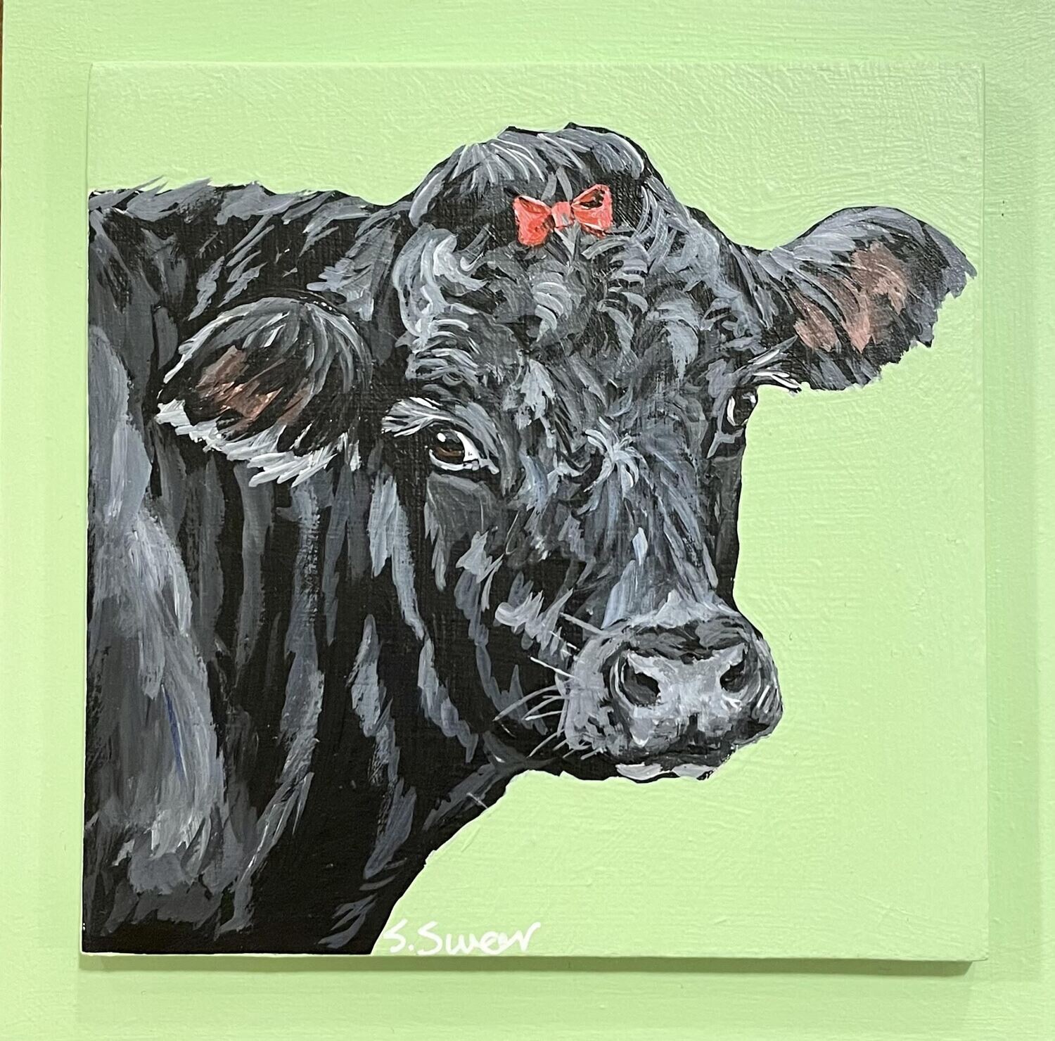Howard the Angus on Mint Green