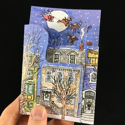 Santa over North Park Street Tri-fold Card- Bardbardbard