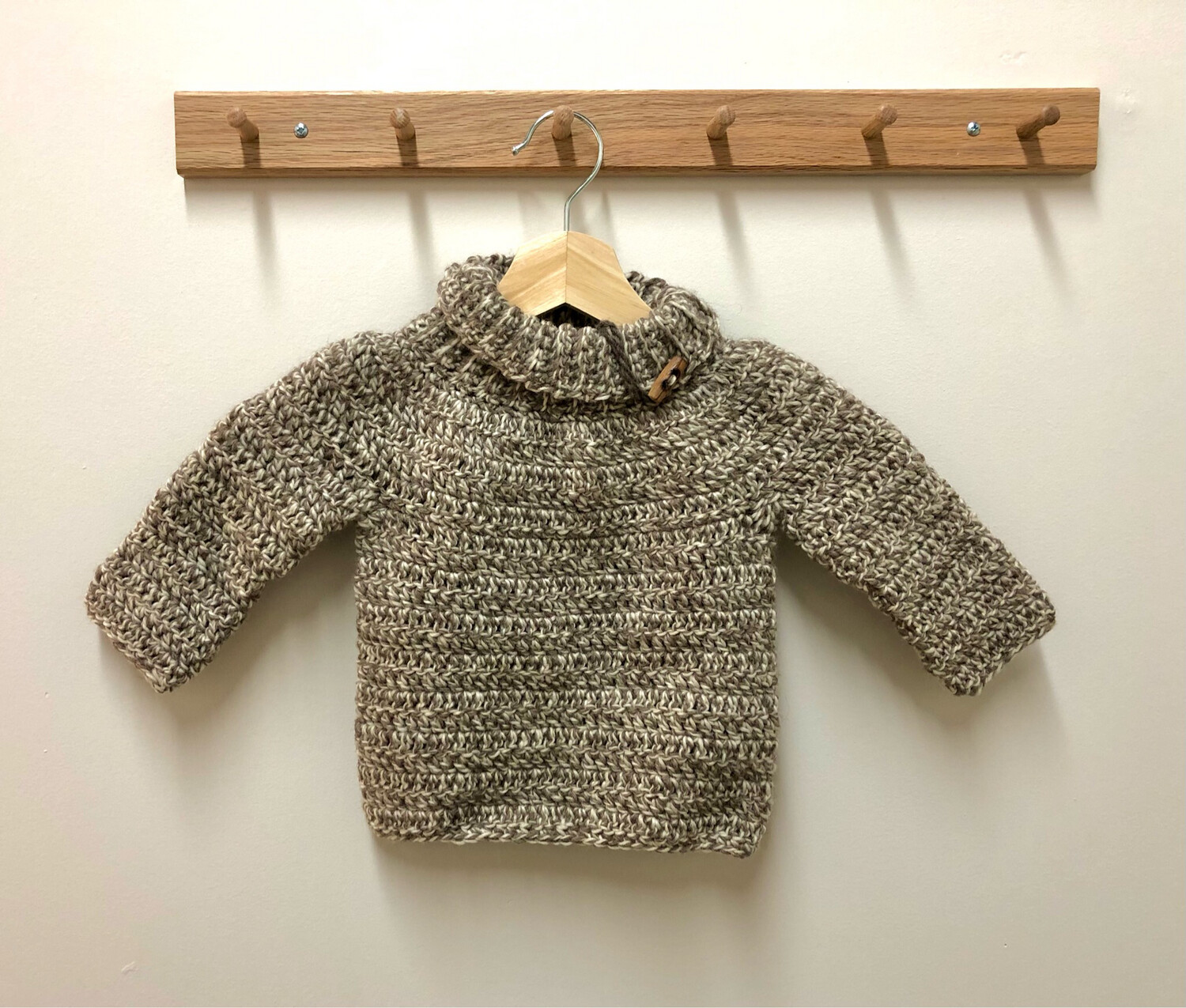 Brown & Cream Knit Baby Sweater 12-24 Months, One Button 