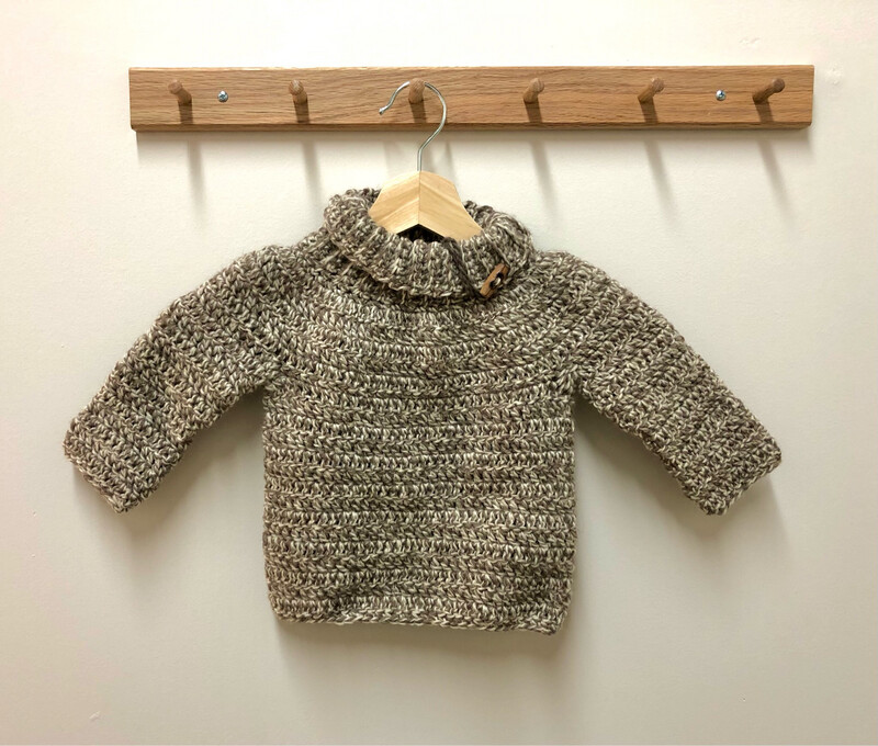 Brown & Cream Knit Baby Sweater 12-24 Months, One Button