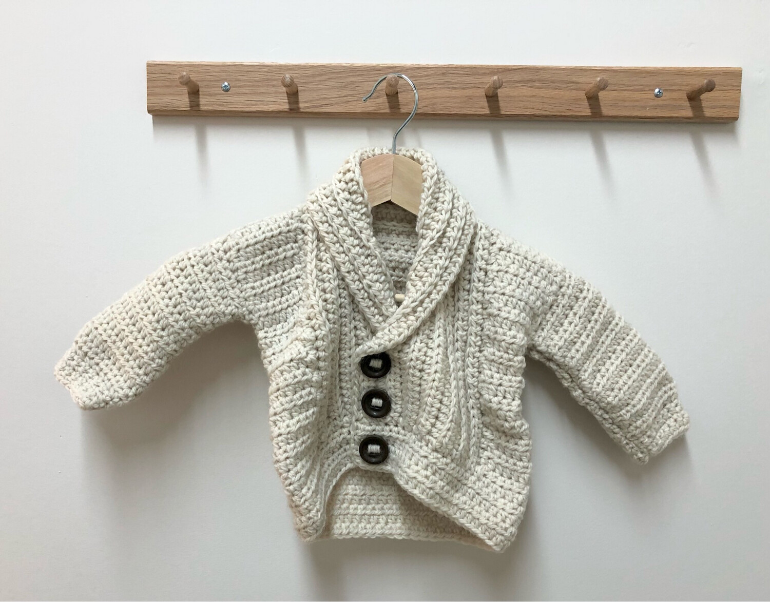 Cream Knit Baby Cardigan 12-24 months, Three Buttons