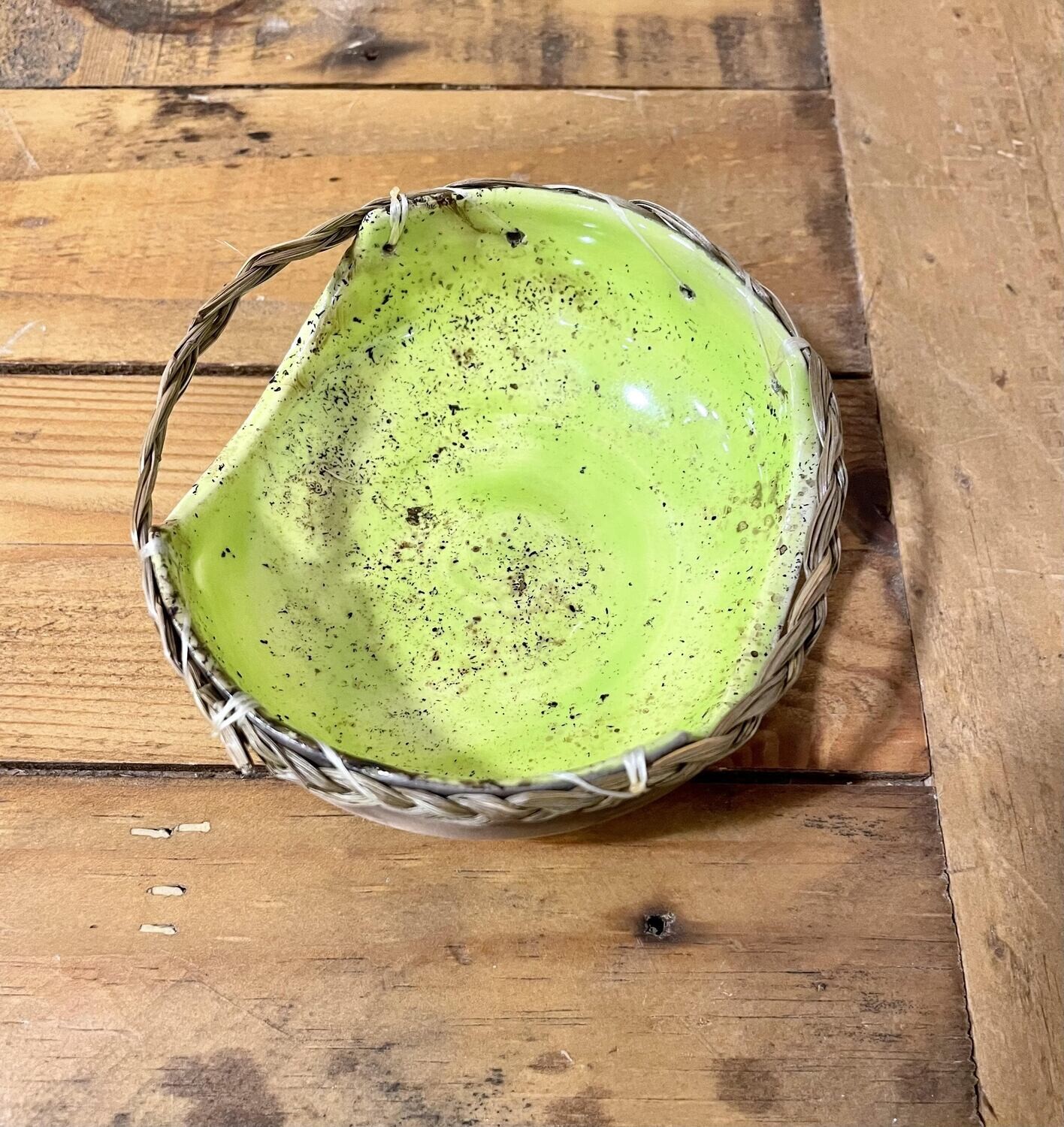 Lime Green Smudge Bowl- Nancy Oakley 