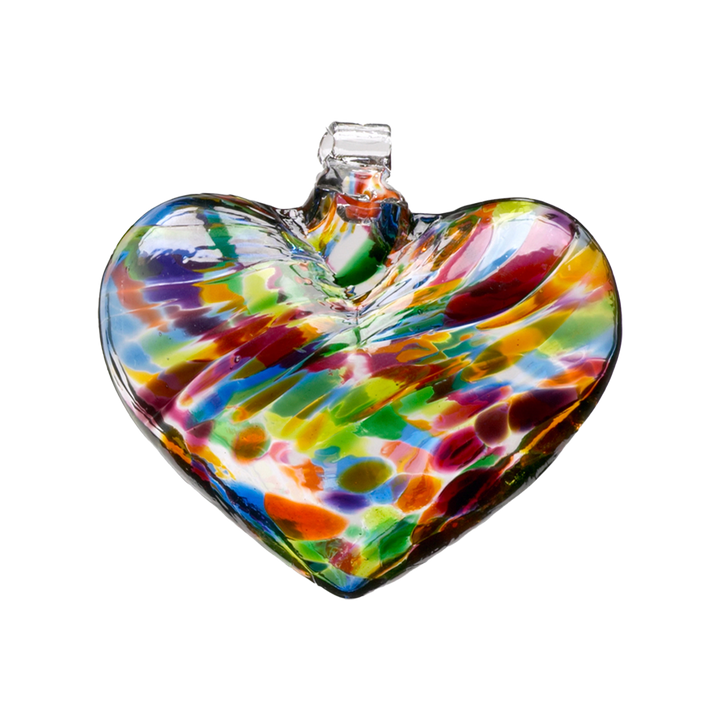 3" Festive Multi Coloured Glass Heart 