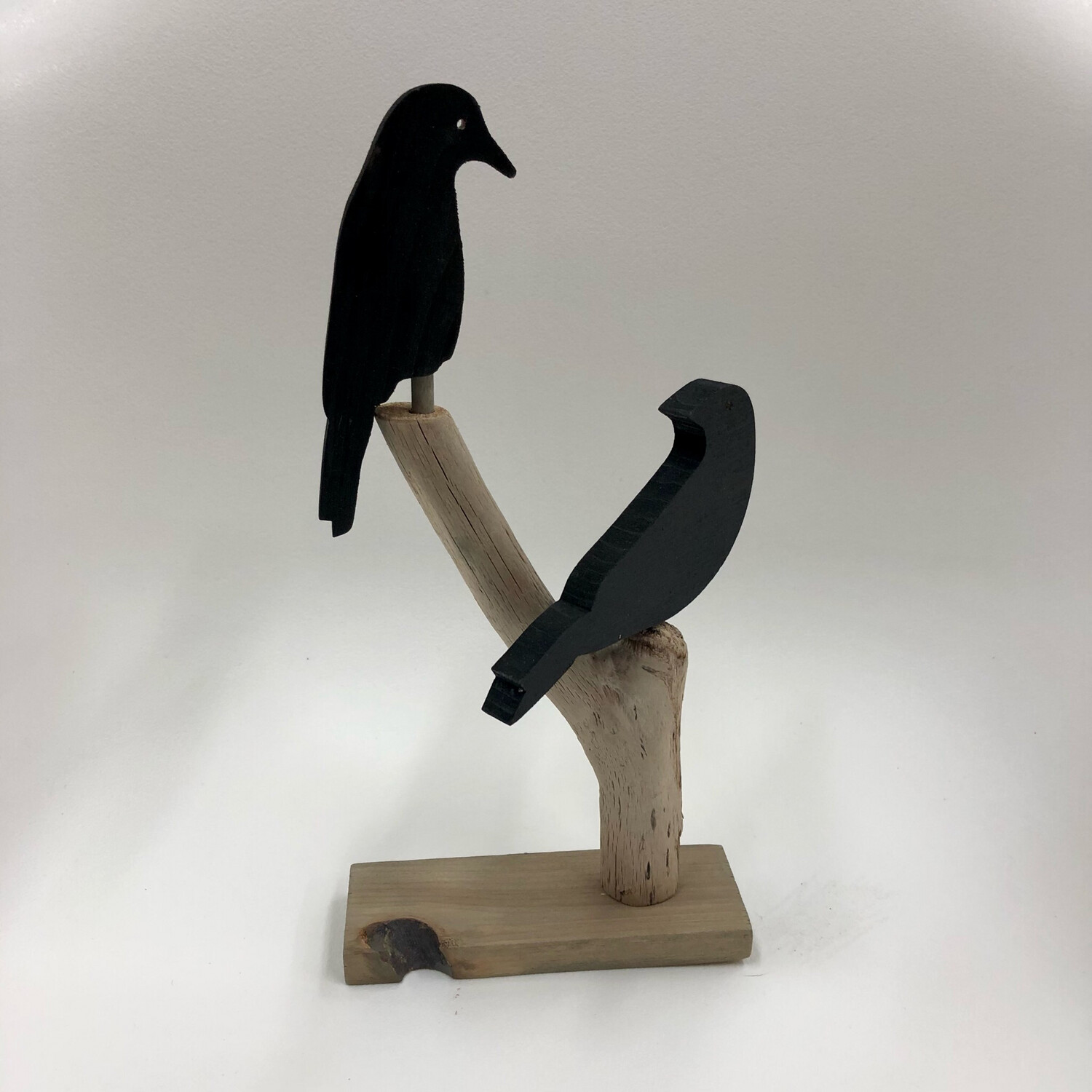 Small 2 Crows on Driftwood - Jerry Walsh