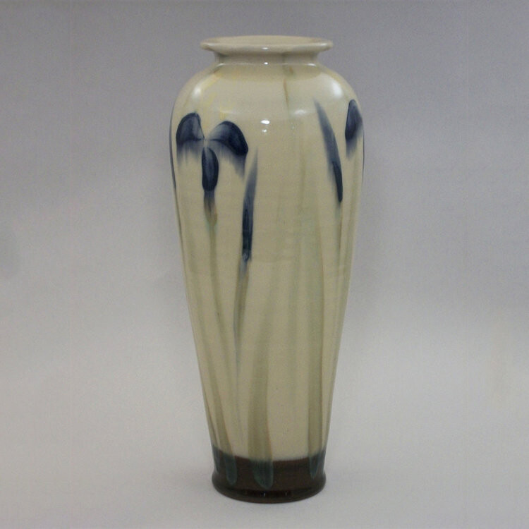 Lge Narrow White Iris Vase - Birdsall-Worthington Pottery 