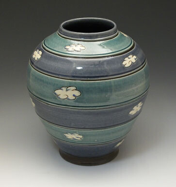 Teal Cloud Vase - Birdsall-Worthington Pottery 