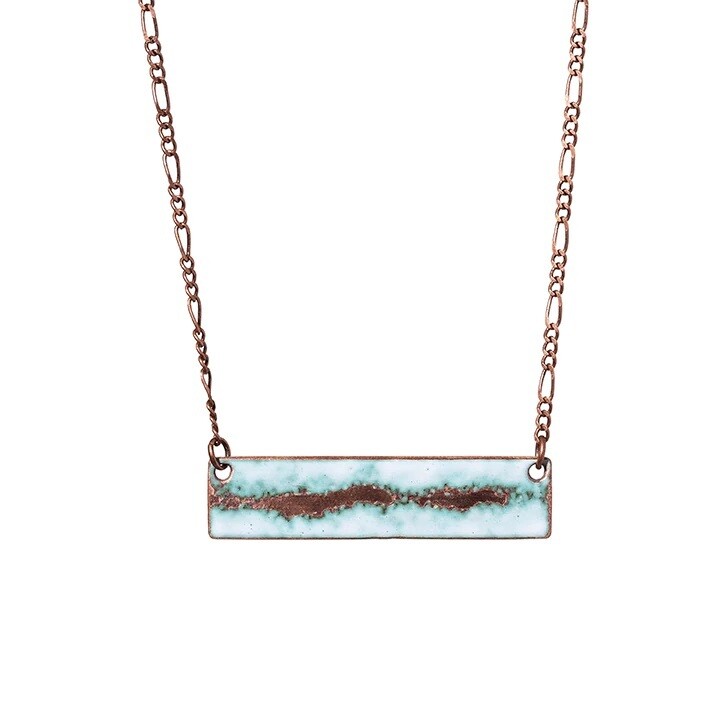 Bar White & Copper Necklace- Aflame