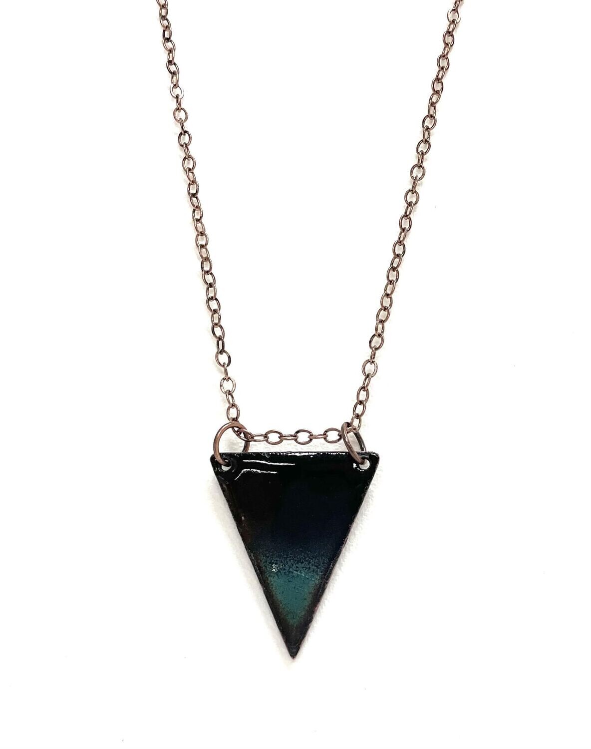 Black and Turquoise Horizon Triangle Necklace- Aflame 