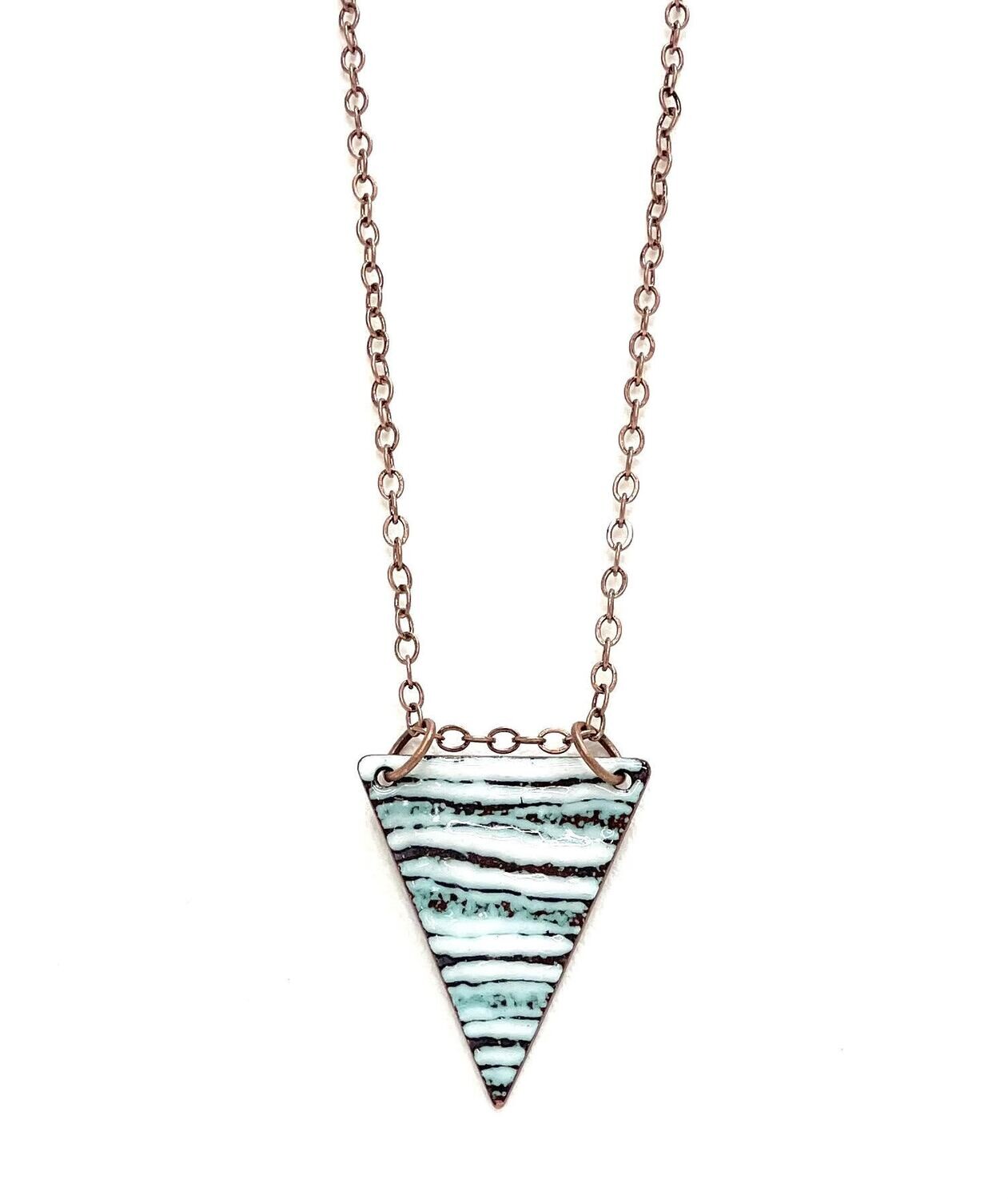 Striped Triangle White Necklace- Aflame 