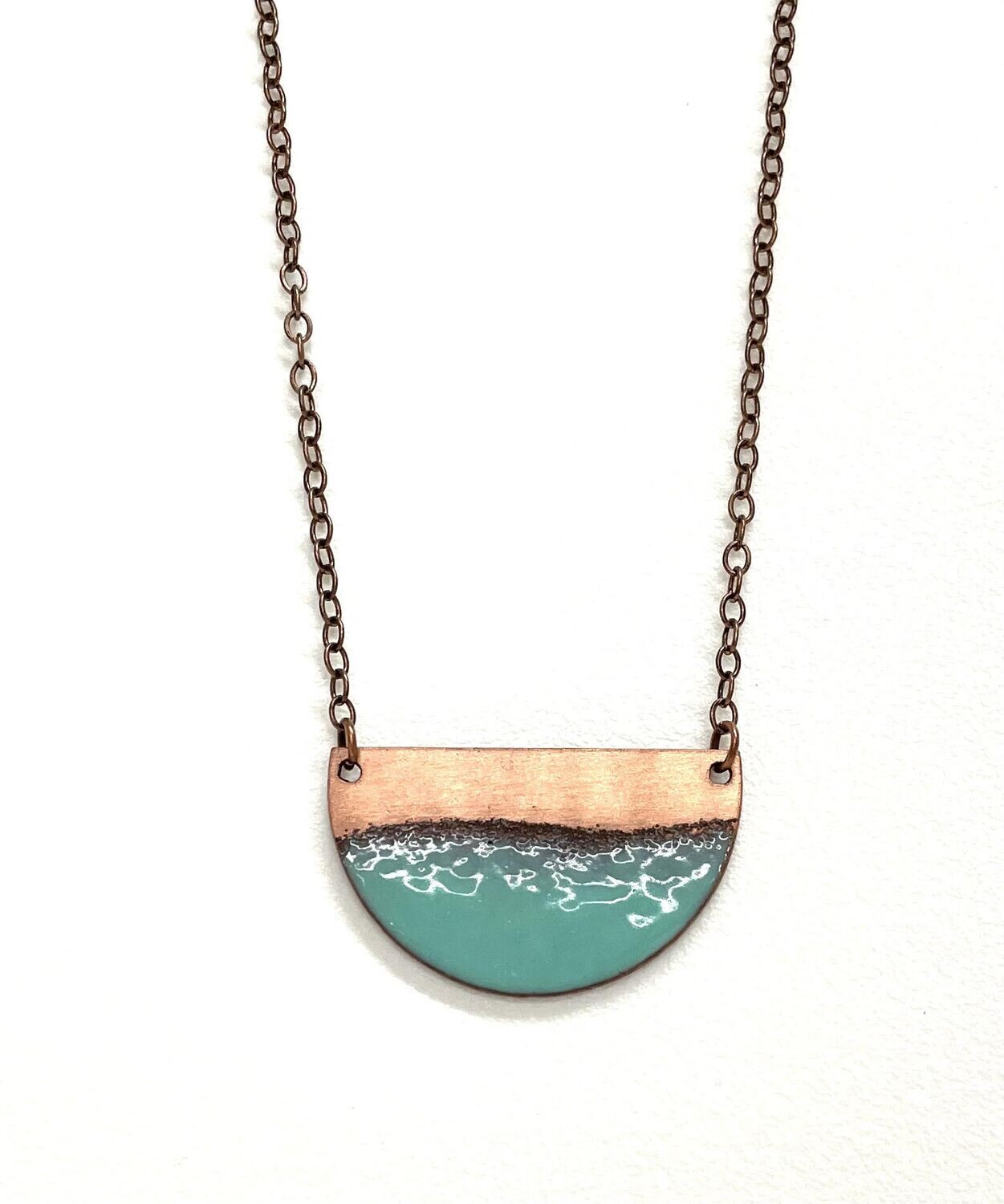 Half-Moon Aqua & Copper Necklace- Aflame