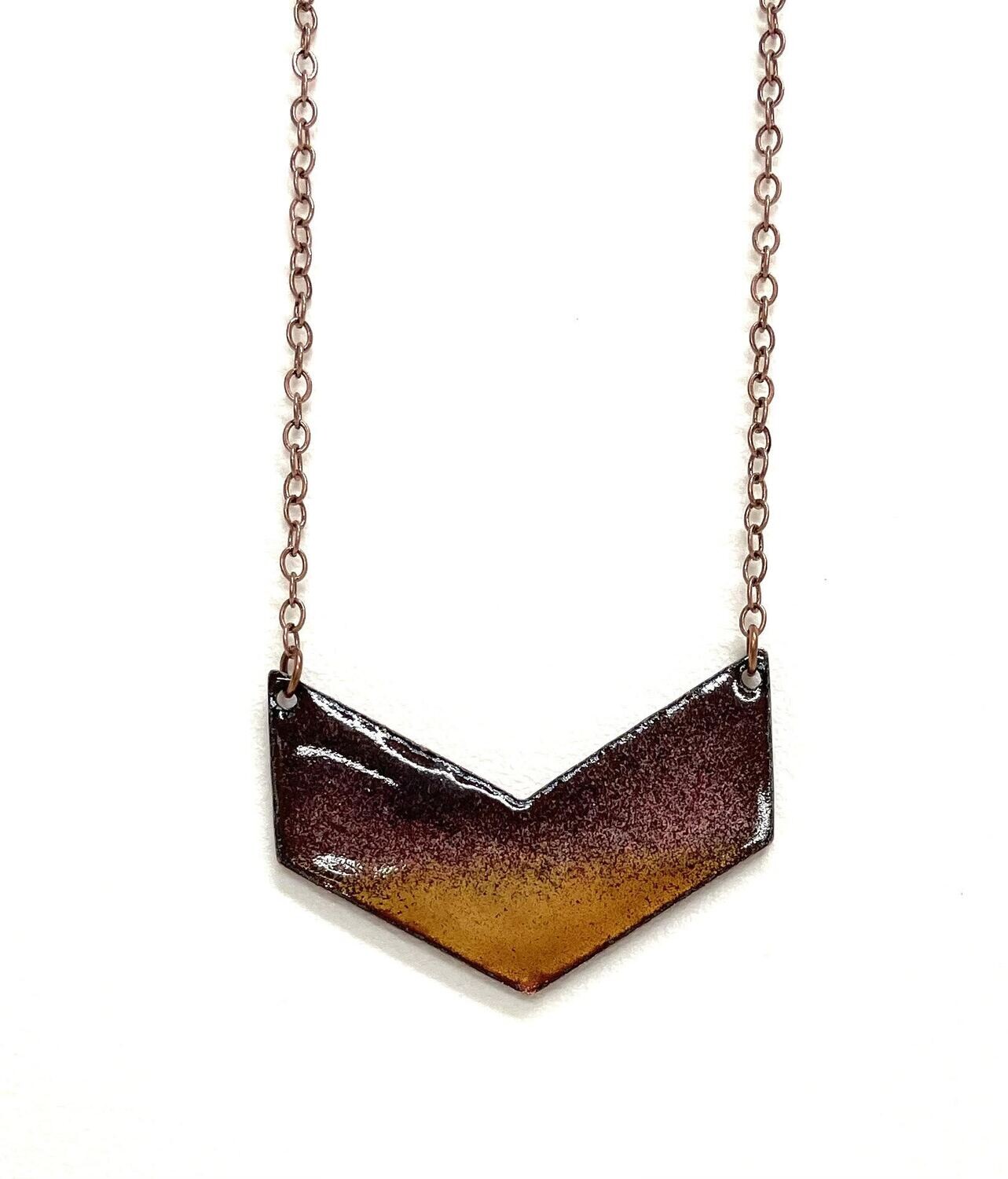 Plum and Amber Horizon Chevron Necklace - Aflame 
