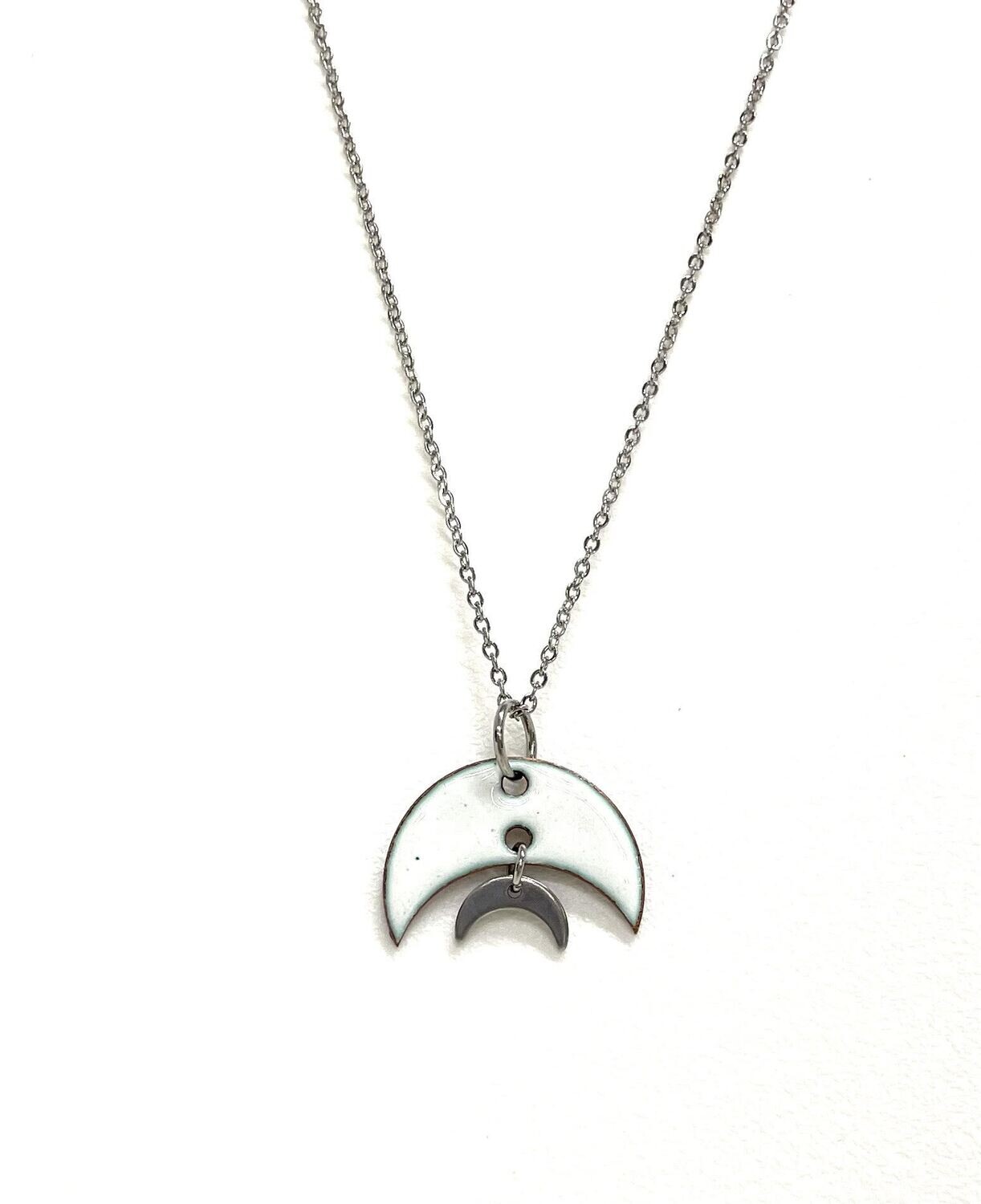 Double Inverse Crescent Moon Necklace- Aflame 