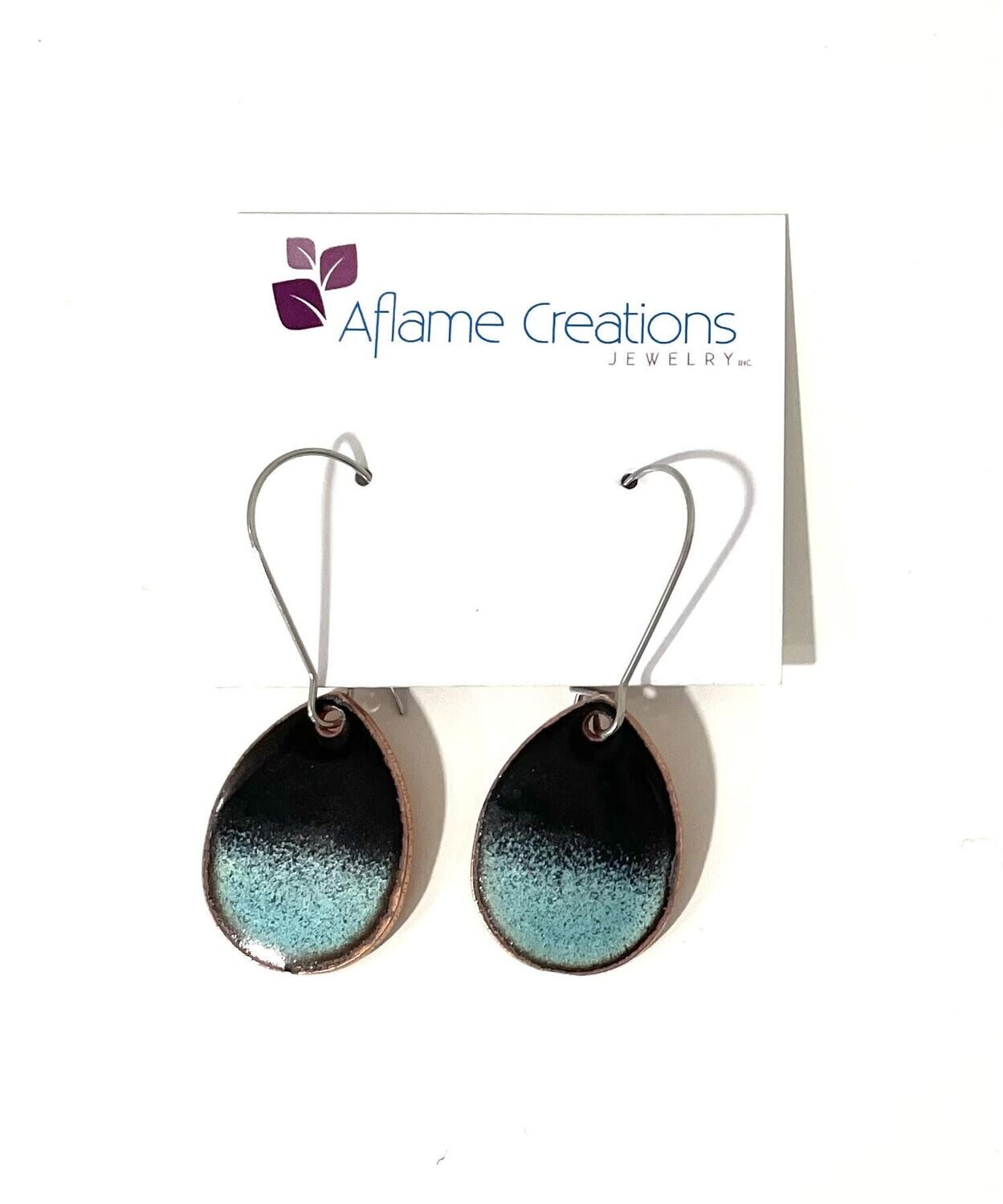 Black and Turquoise Horizon Teardrop Earrings- Aflame