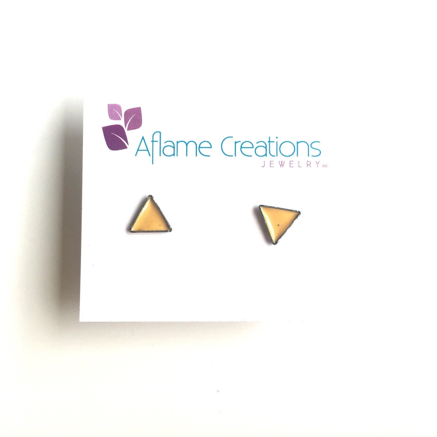 Tiny Triangle Yellow Stud Earrings- Aflame