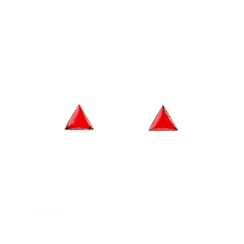 Tiny Triangle Orange Stud Earrings- Aflame