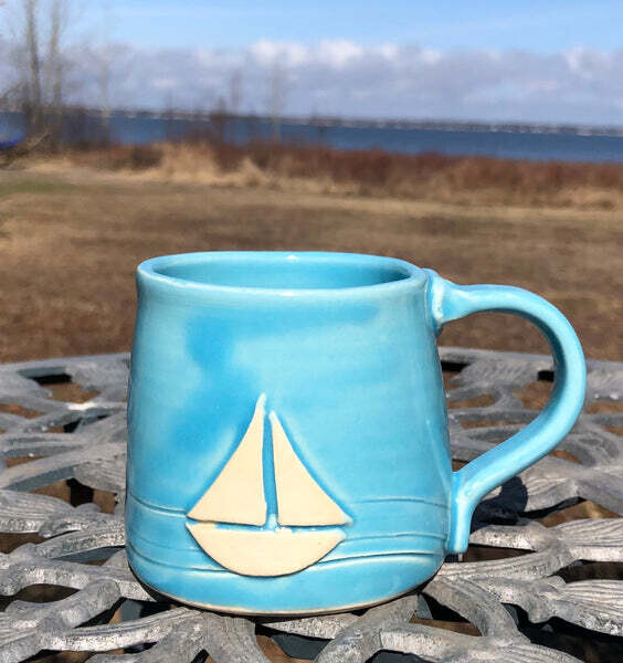 Sky Blue Sailboat Mug GA