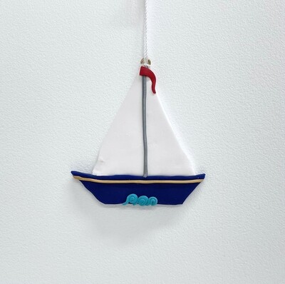 Blue Sailboat Ornament- Roberta Originals