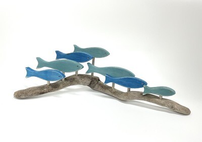Dark Blue and Teal 7 Fish School- Jerry Walsh 