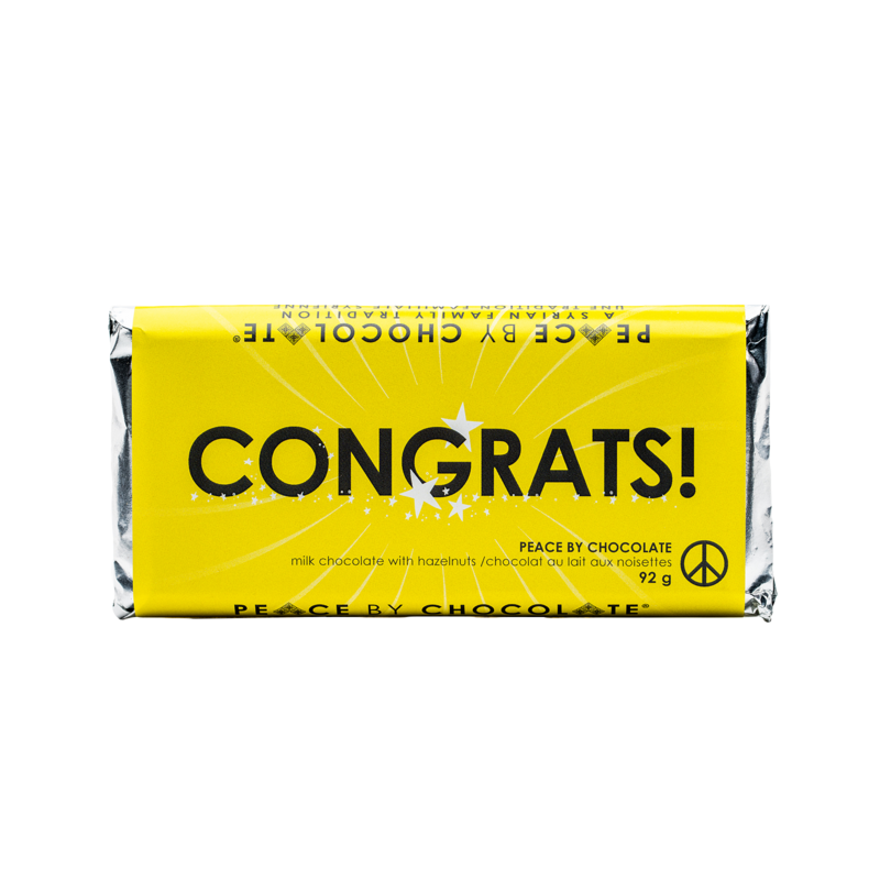 Congrats! Milk Chocolate Hazelnut Bar- Peace by Chocolate