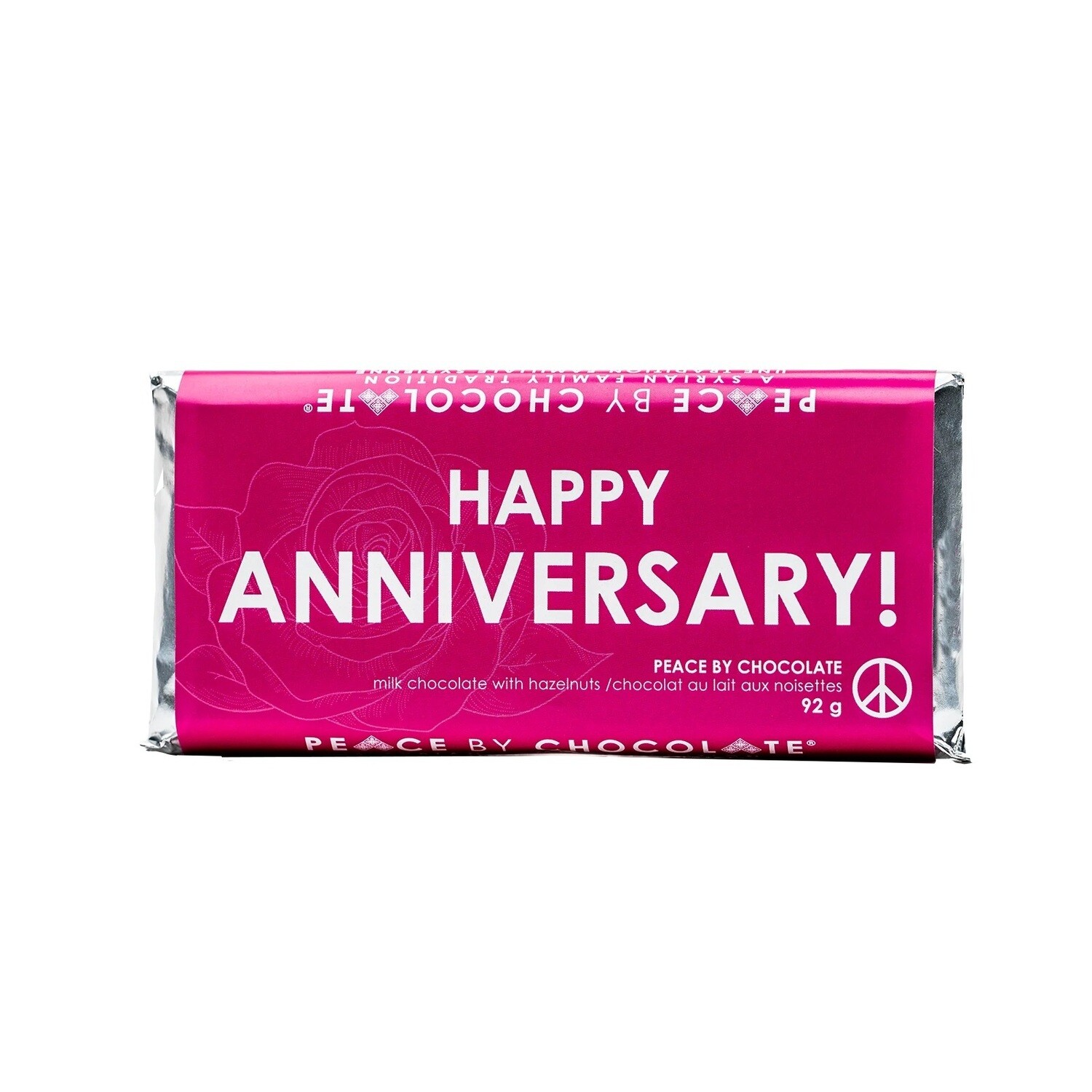 Happy Anniversary! Milk Chocolate Hazelnut Bar- Peace by Chocolate