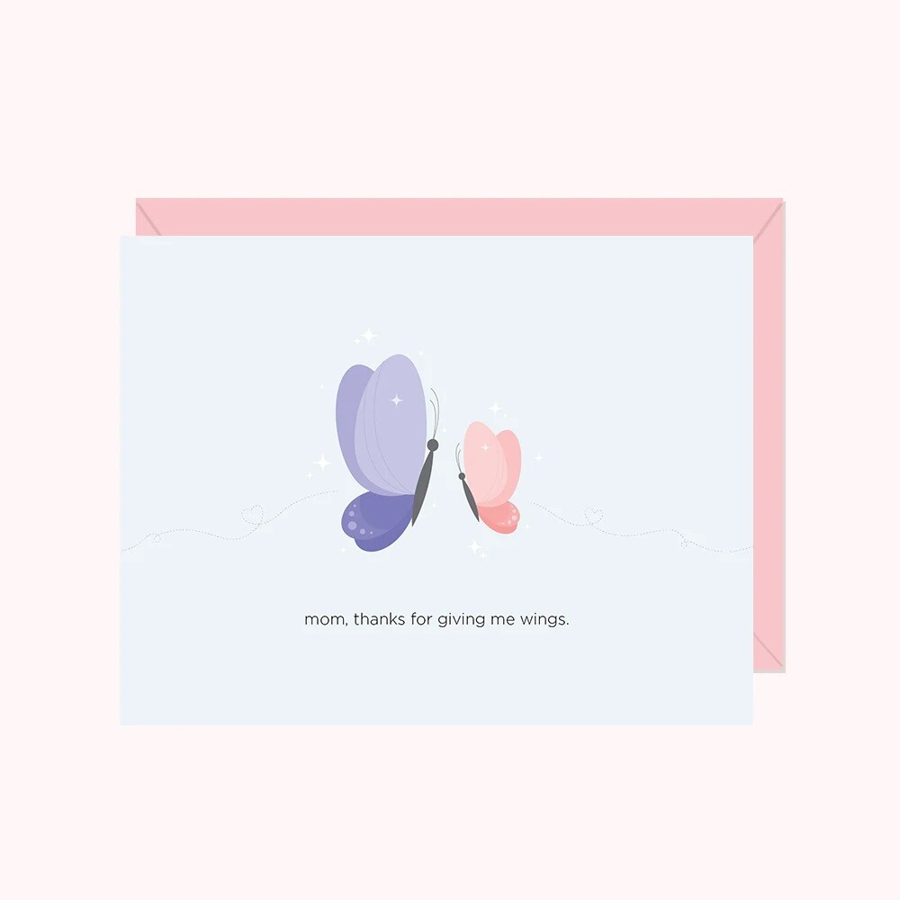 Mom, Thanks For Giving Me Wings Card- Paper Hearts