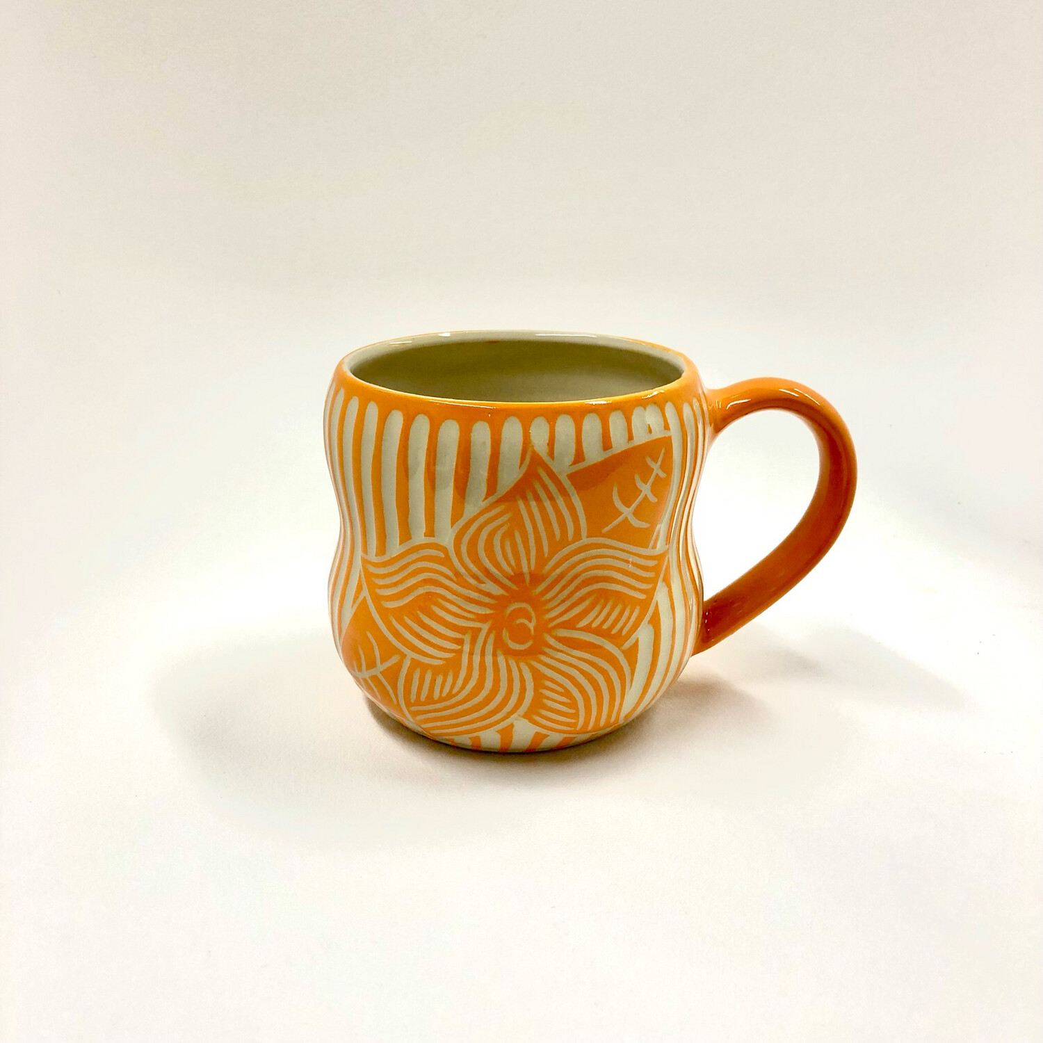 Orange Mayflower Mug- KG Ceramics
