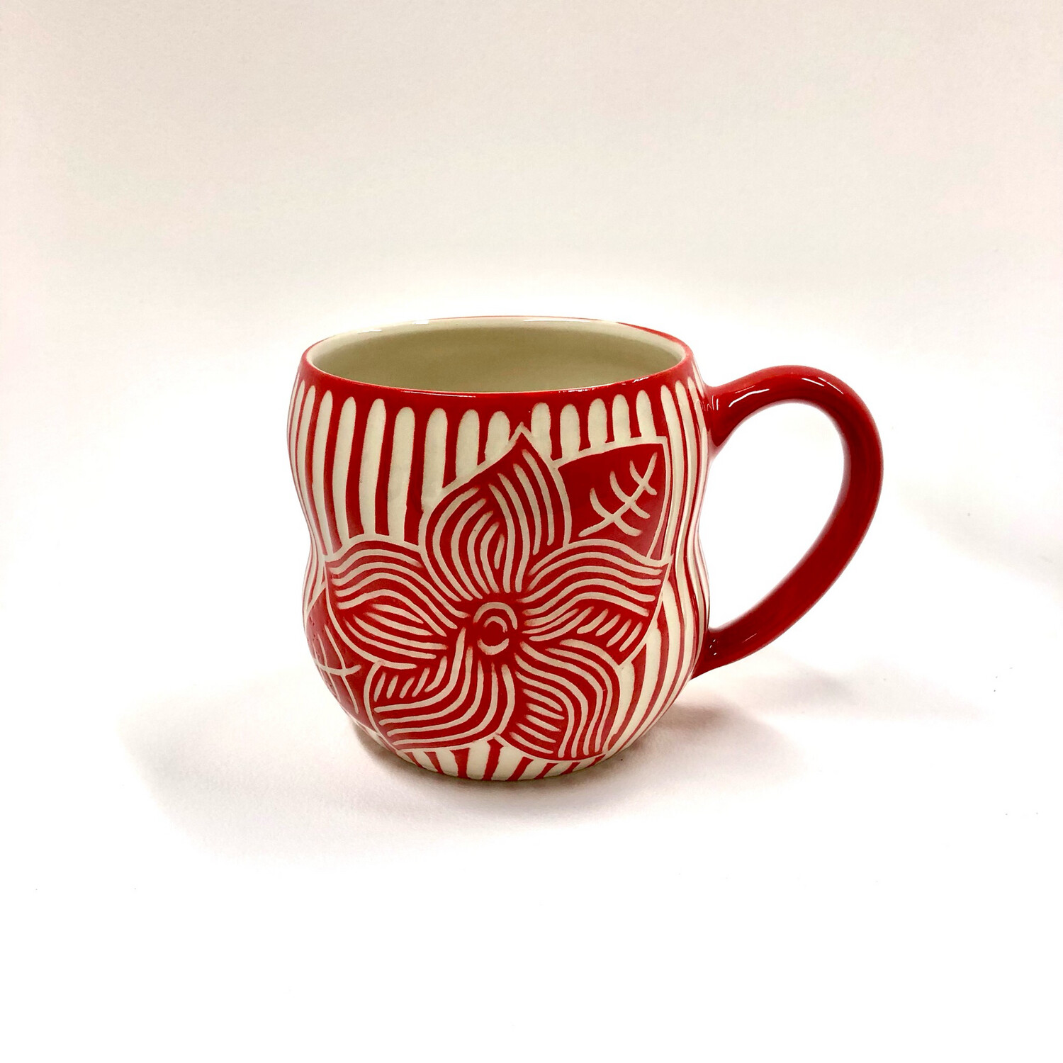 Red Mayflower Mug- KG Ceramics