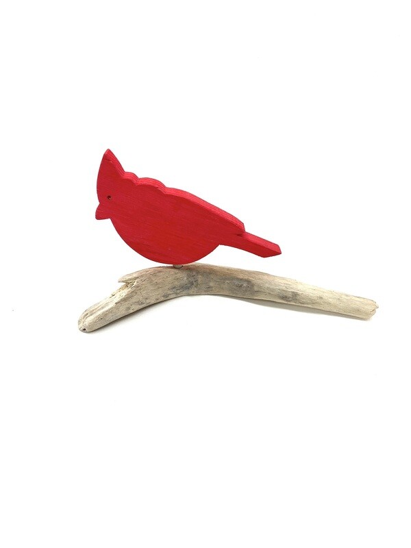 Single Cardinal on Driftwood- Jerry Walsh