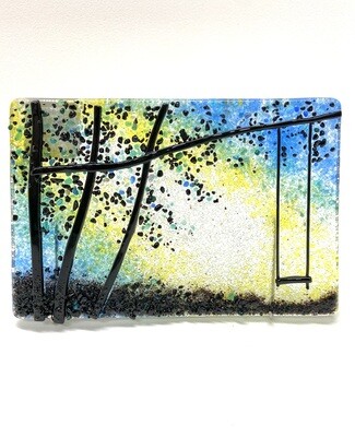Lonesome Swing on Blue- Brent Harding Fused Glass