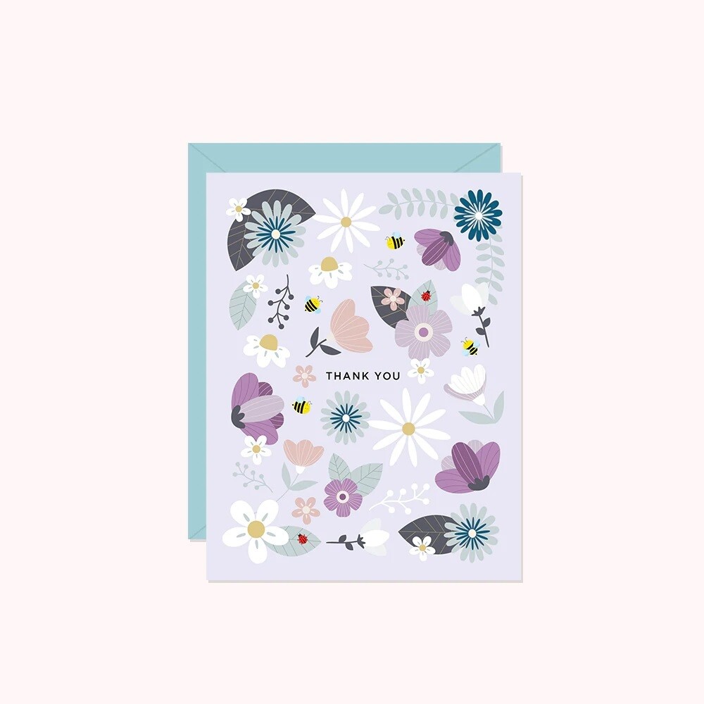 Lilac Flower Thank You Card- Paper Hearts 