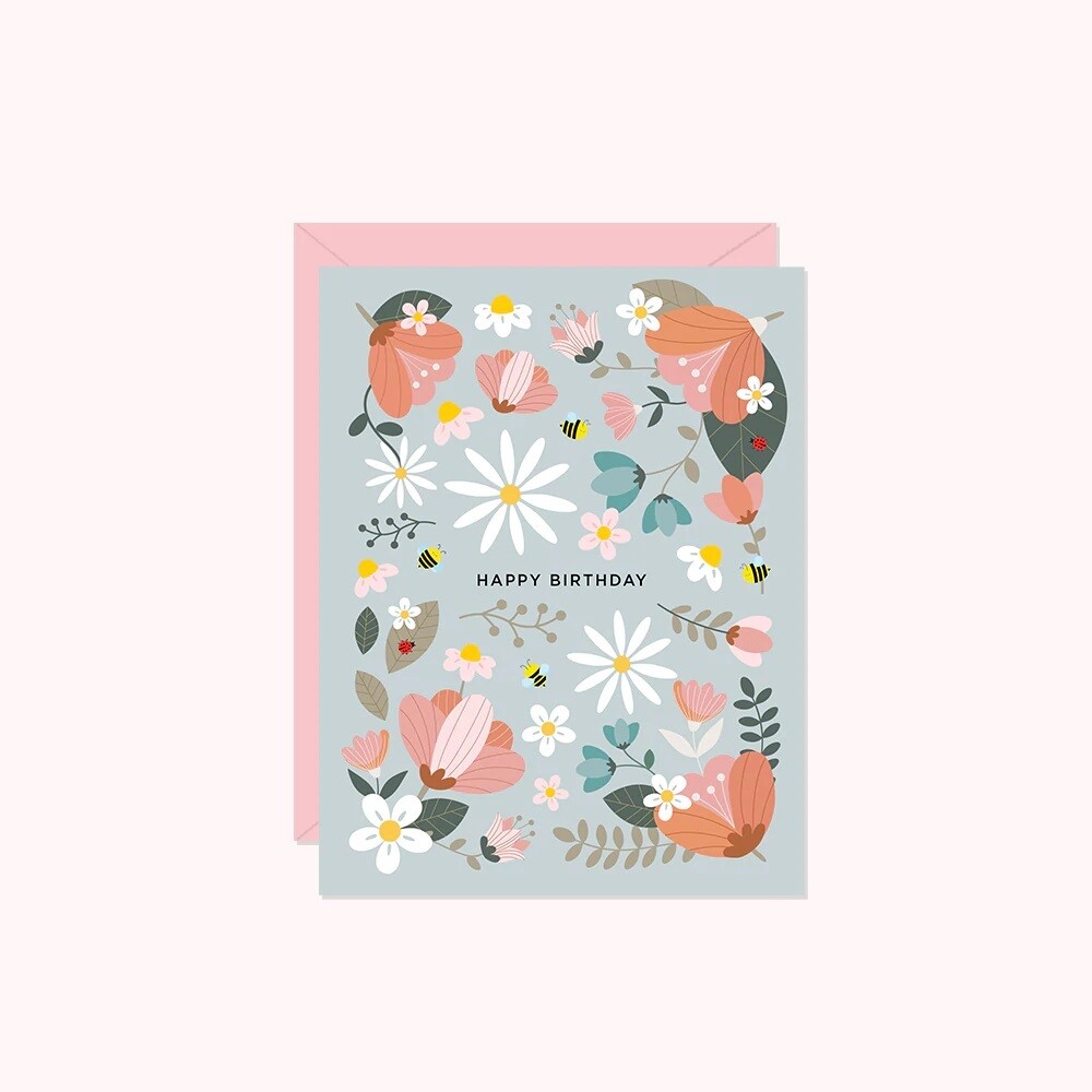 Sage Flower Happy Birthday Card- Paper Hearts 