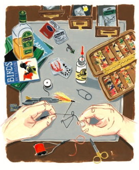 Tying a Mickey Finn Print- Kat Frick Miller