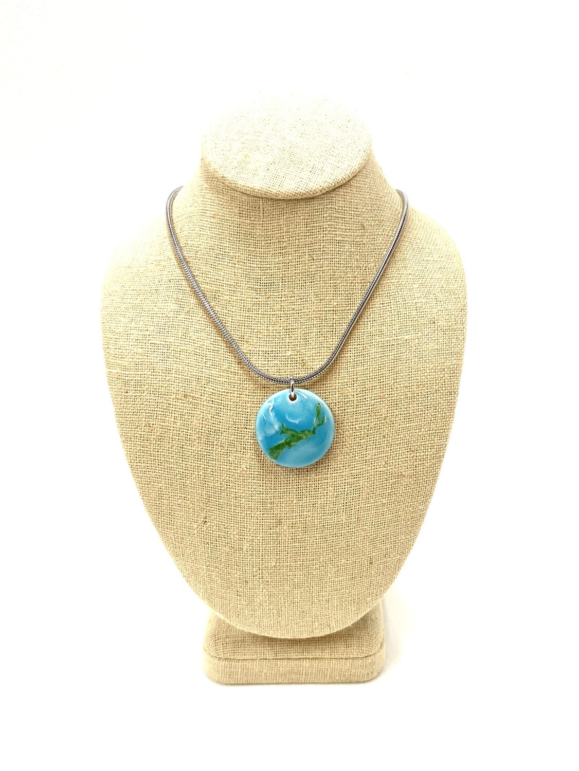 Light Blue Round Nova Scotia Pendant- Birdsall-Worthington Pottery