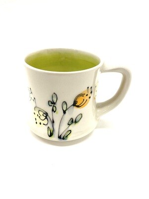 Lime Green Floral Mug- Rachel de Conde