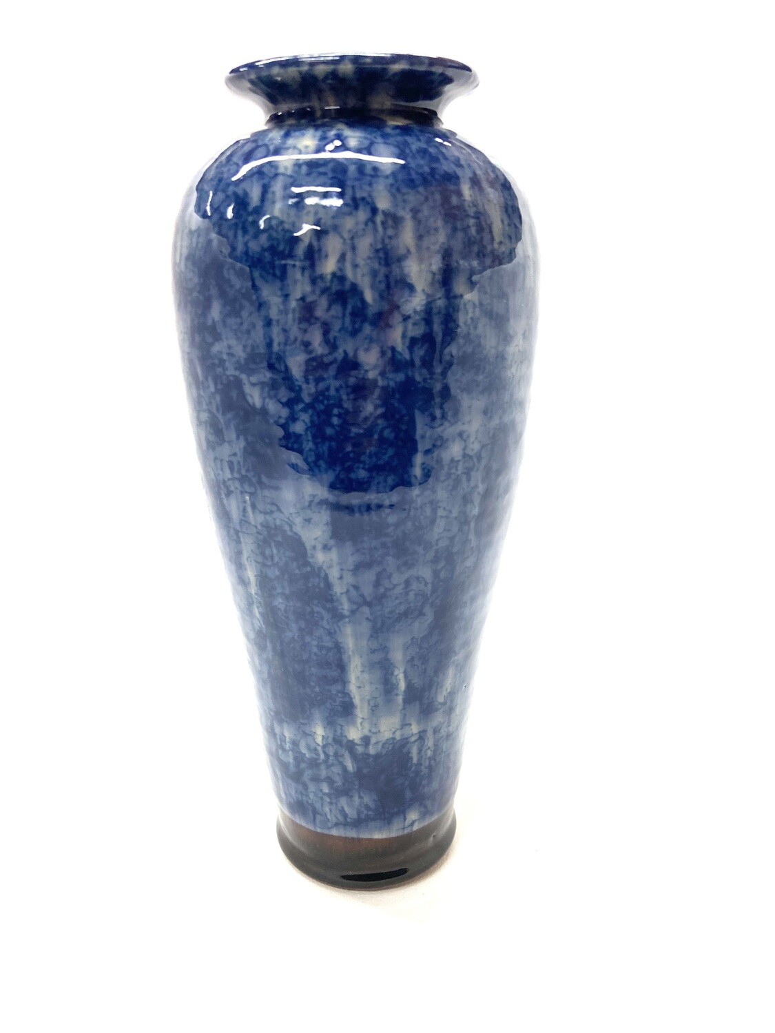 Lge Blue Sponge Narrow Vase - Birdsall-Worthington Pottery 