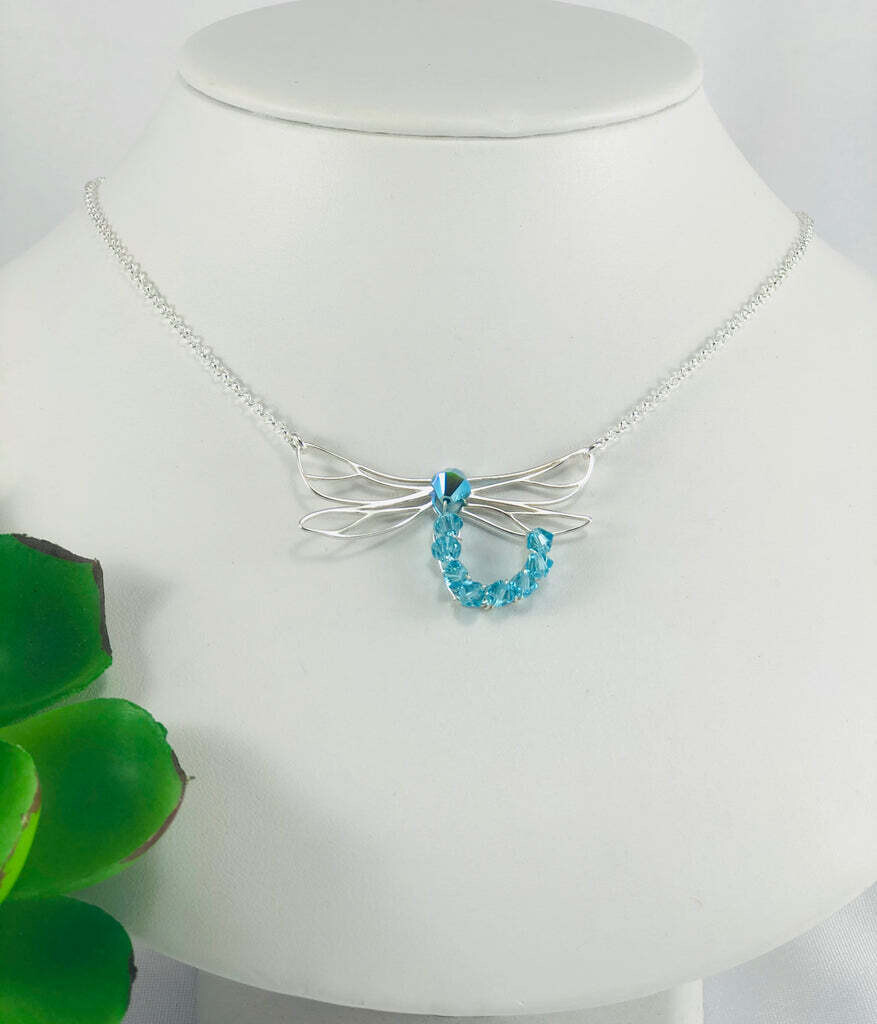 Dragonfly with Blue Crystals- Necklace