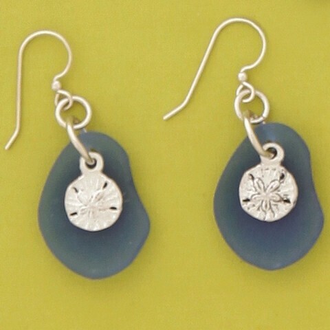 Sanddollar Blue Seaglass Earrings- Basic Spirit 