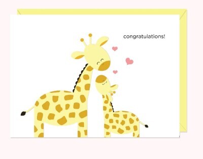 Giraffes Congratulations! Card- Paper Hearts