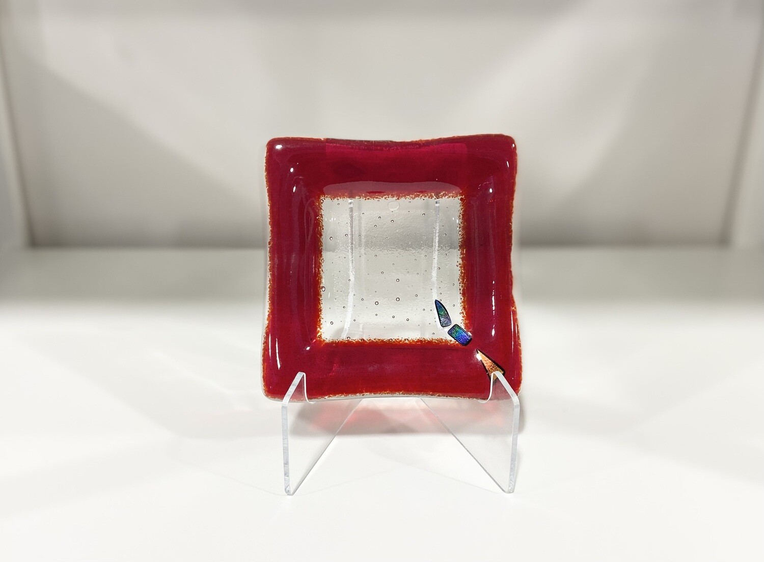 5x5 Red Semi Formal Plate- Kiln Art