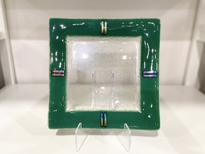 10x10 Green Semi Formal Plate- Kiln Art