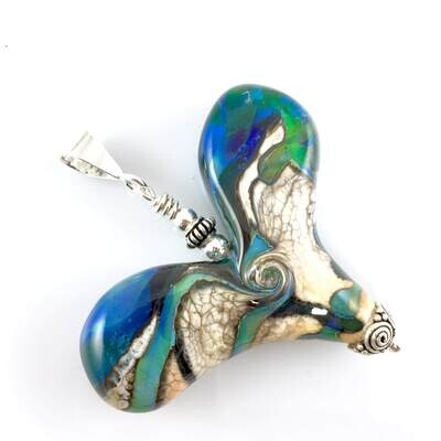 Warm Waters Heart Pendant 18"- Point of View Glass