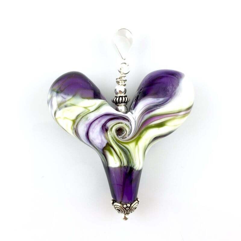 Spring Heart Pendant 18"- Point of View Glass