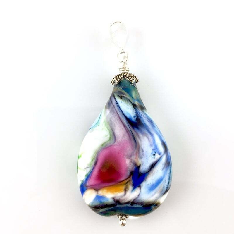 Stain Glass Teardrop Pendant 18"- Point of View Glass