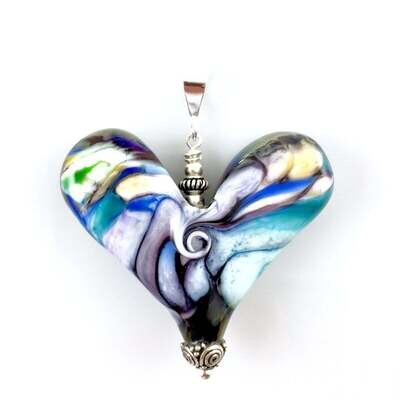 Stain Glass Heart Pendant 18"- Point of View Glass
