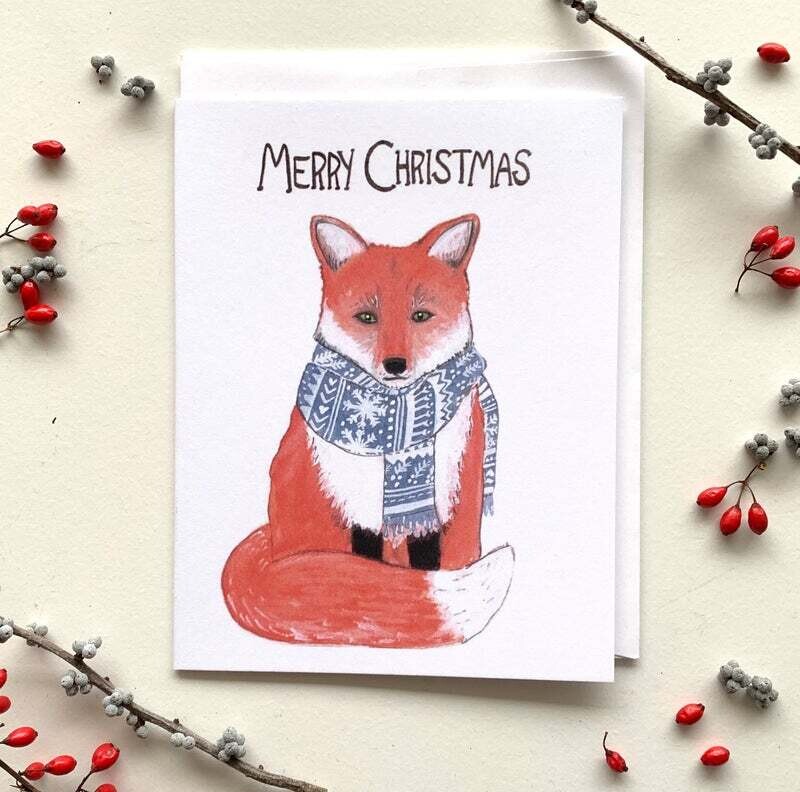 Merry Christmas Fox Card- Sarah Duggan