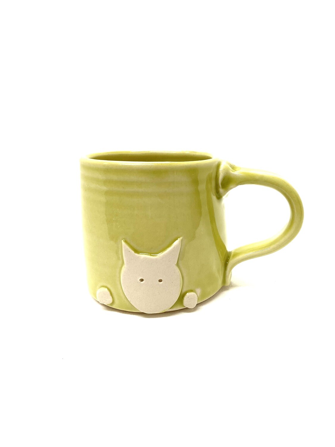 Lime Green Cat Mug- Ginette Arsenault 