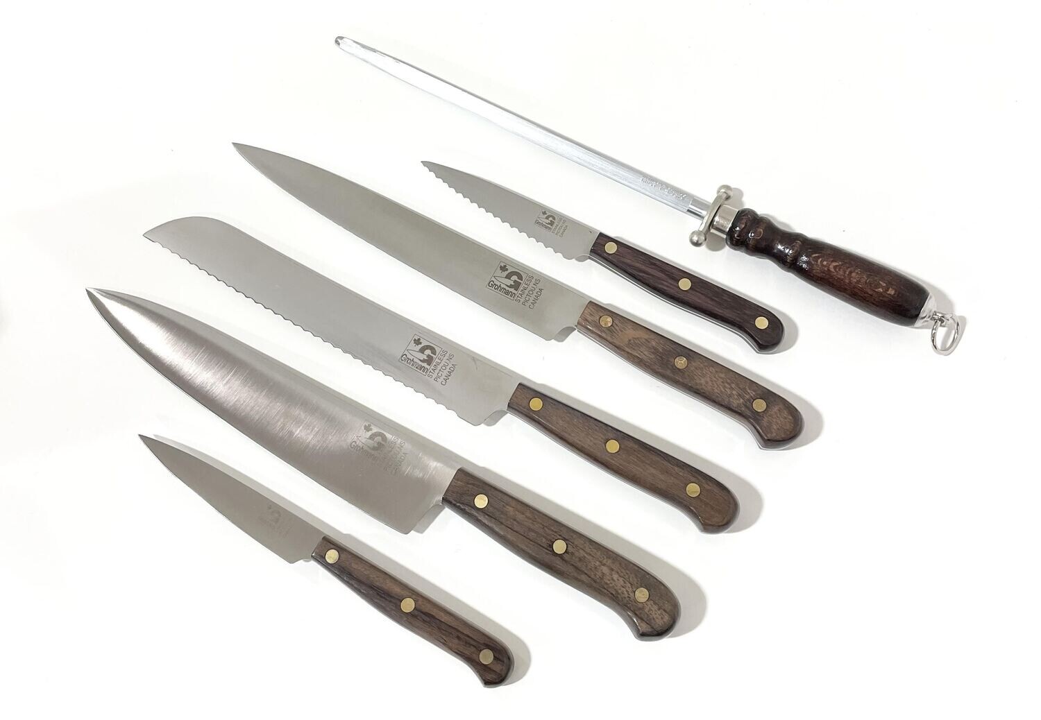 Rosewood Full Tang 7 Piece Kitchen Set with Block- Grohmann Knives