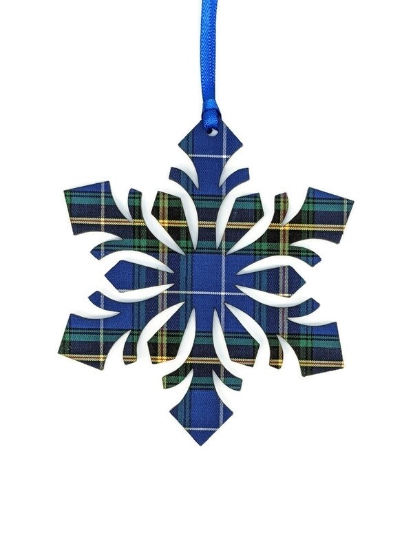 Nova Scotia Tartan Ice Crystal Snowflake Ornament- Salt Air Collections