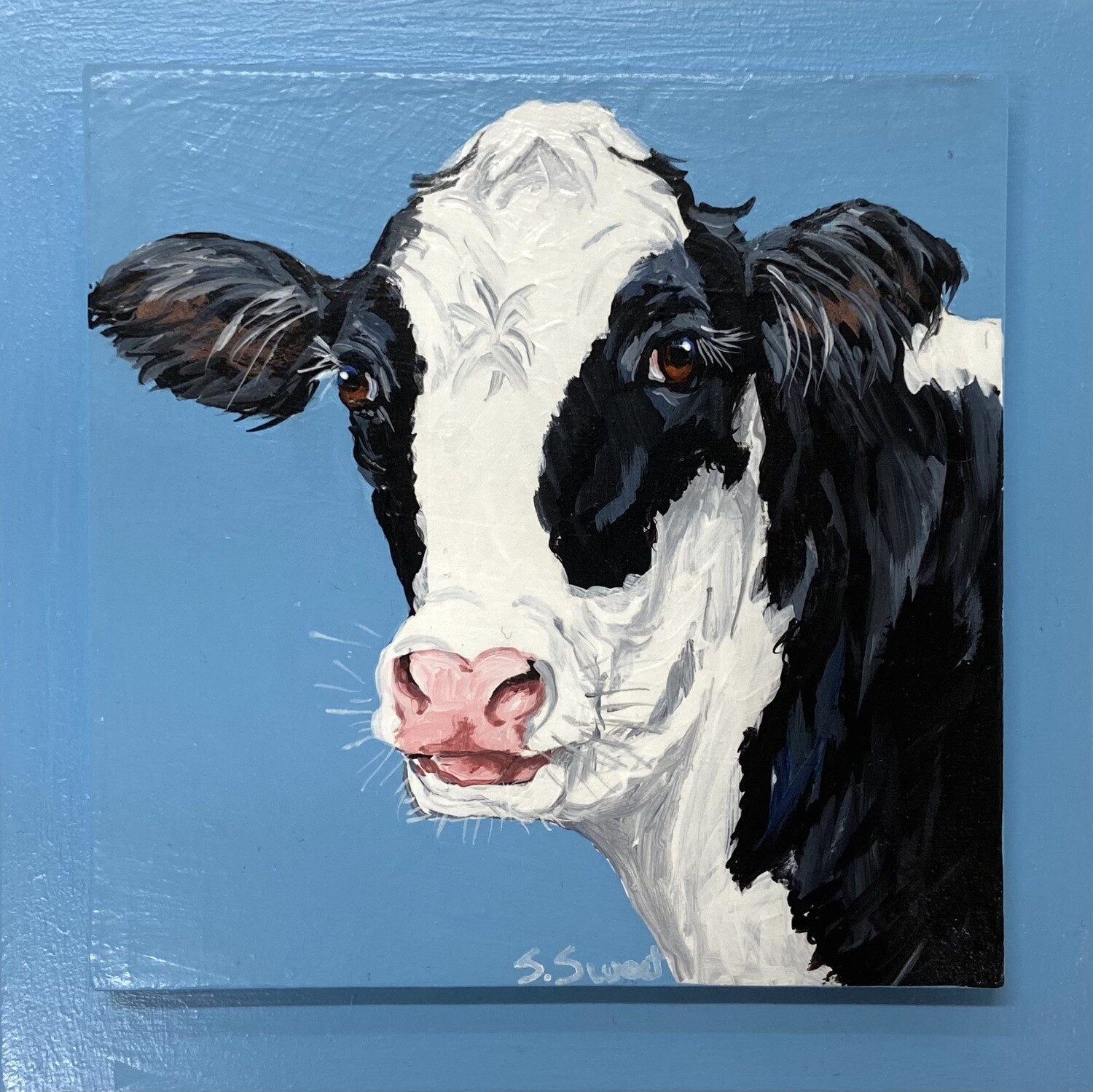 Honoria the Holstein on Baby Blue 